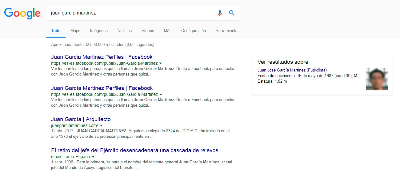 Imagen personal en Google - ejemplo